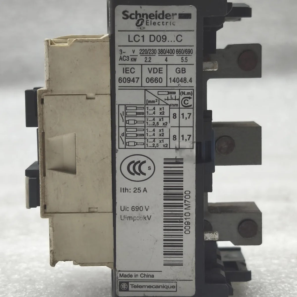 S Electric LC1 D09-C CONTACTOR WITHOUT COIL Ith 25A Ui 690V IEC 60947