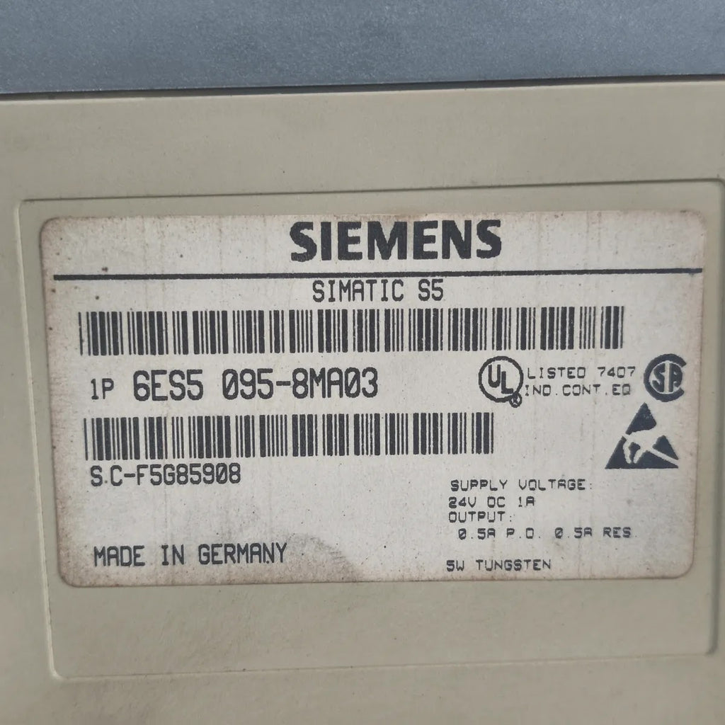 SIEMENS SIMATIC S5-95U 6ES5 095-8MA03 PLC CPU DC 24V 16x Digital IN/OUT WITH