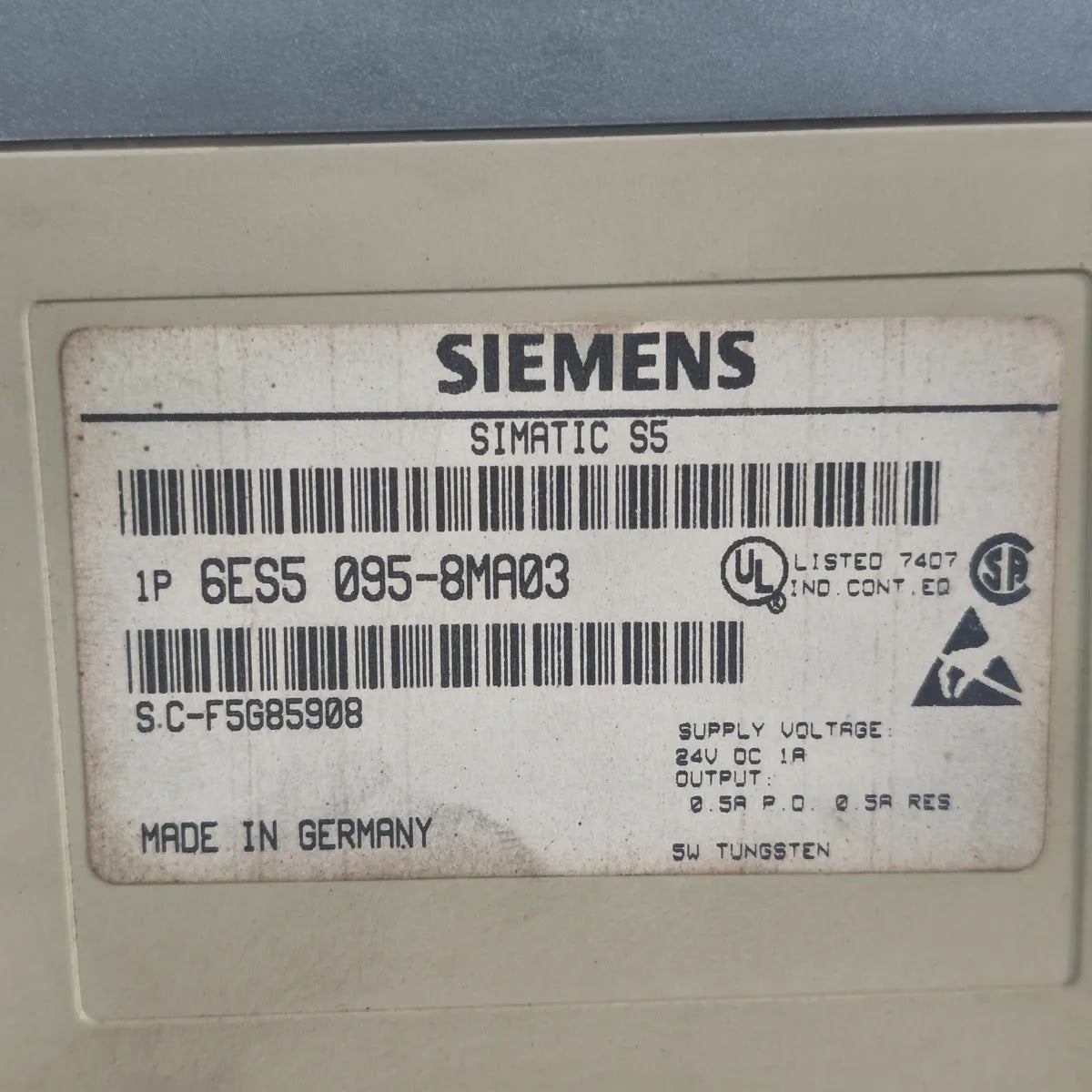 SIEMENS SIMATIC S5-95U 6ES5 095-8MA03 PLC CPU DC 24V 16x Digital IN/OUT WITH
