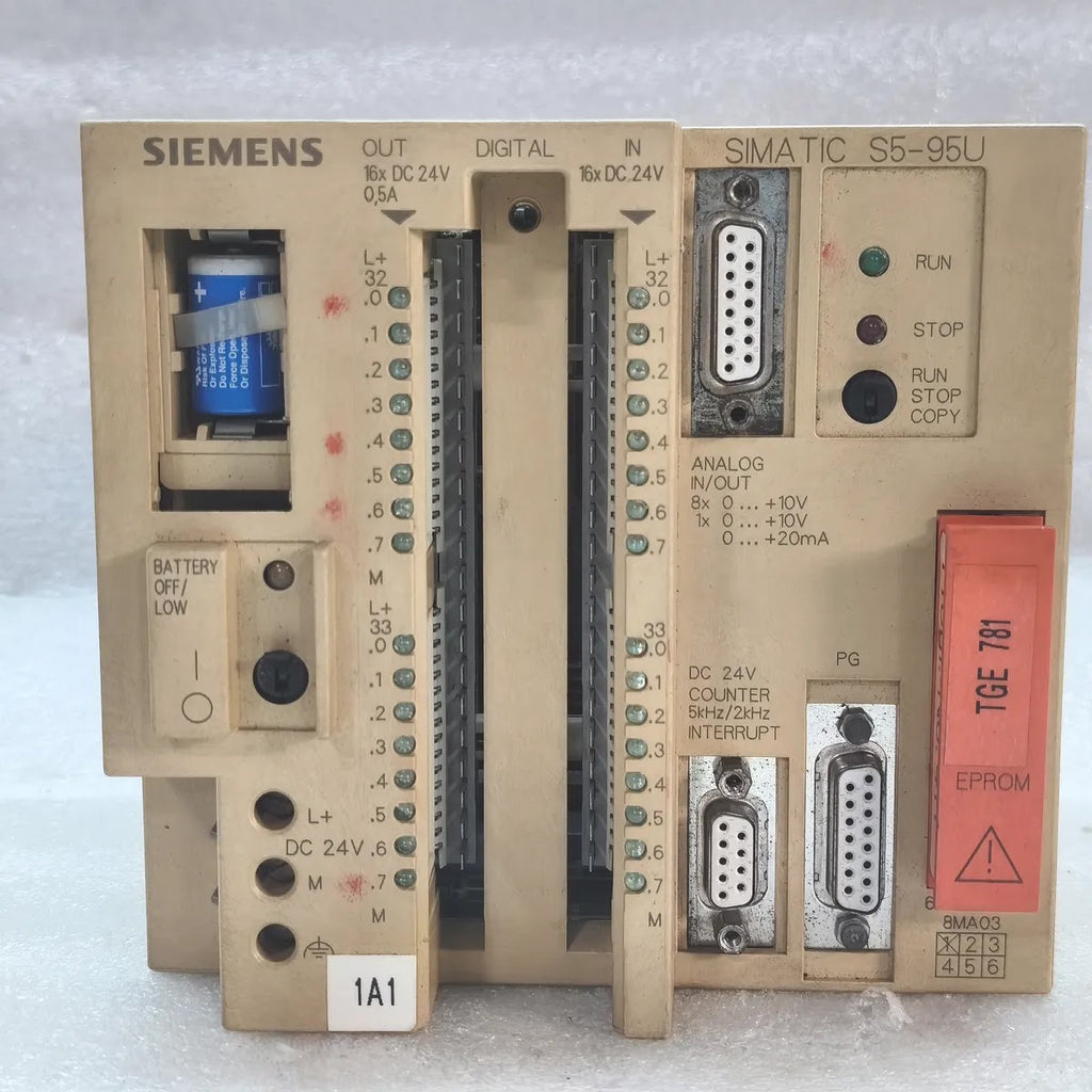 SIEMENS SIMATIC S5-95U 6ES5 095-8MA03 PLC CPU DC 24V 16x Digital IN/OUT WITH