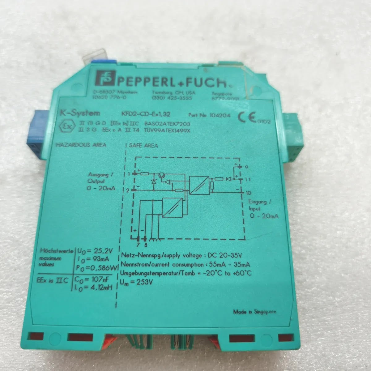 PEPPERL+FUCHS KFD2-CD-Ex1.32 K-System Current Driver Isolator 0-20mA DC 20-35V