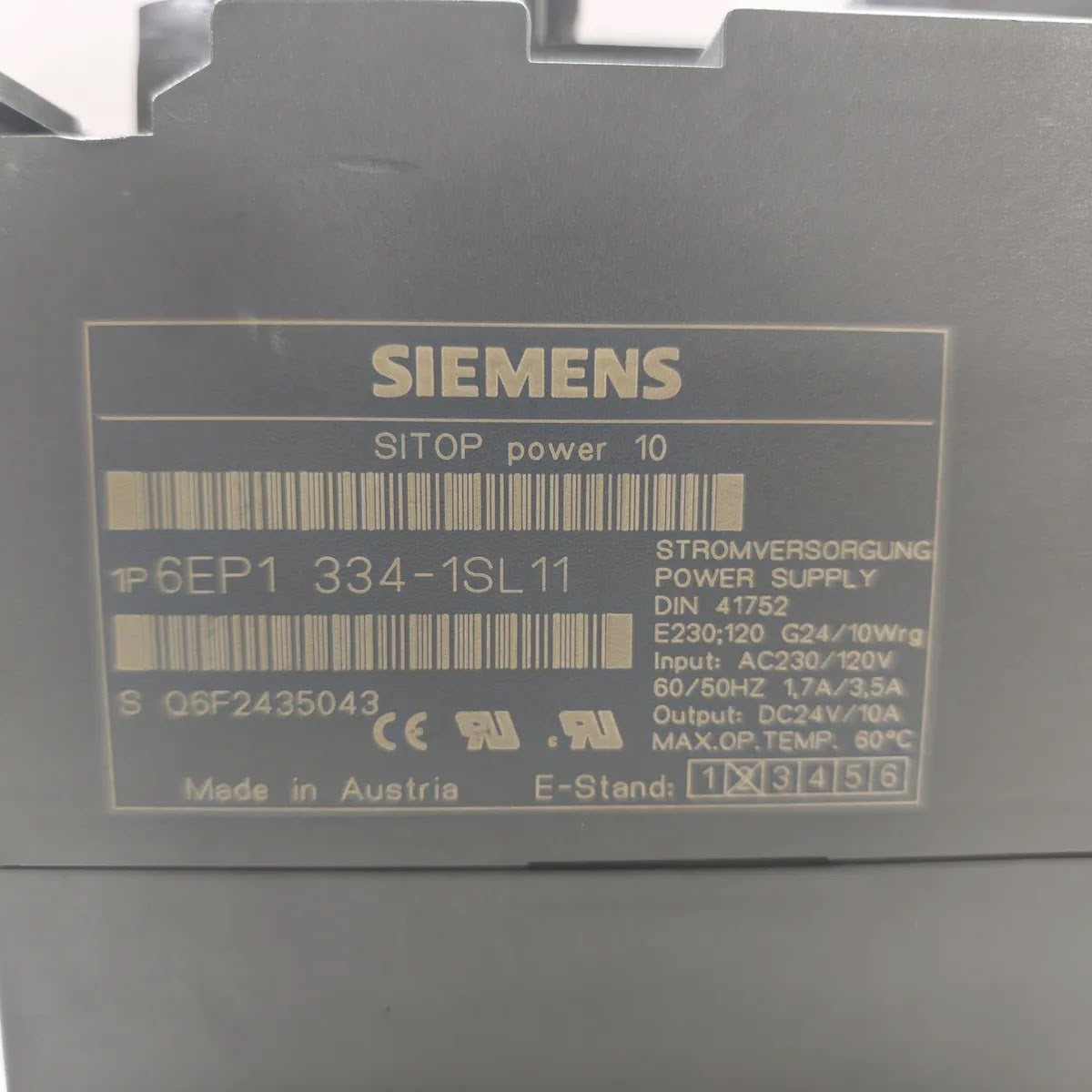 SIEMENS 6EP1 334-1SL11 SITOP Power 10 Power Supply AC230/120V DC24V/10A
