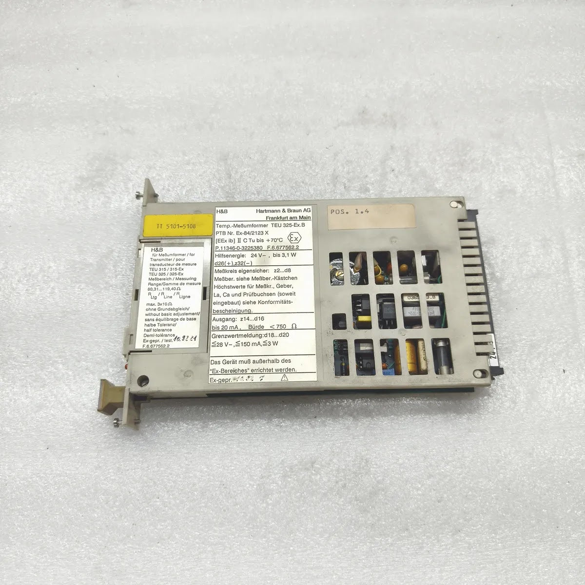 Hartmann & Braun TEU325-Ex Temperature Transmitter Module Pt 100 IEC 4-20mA