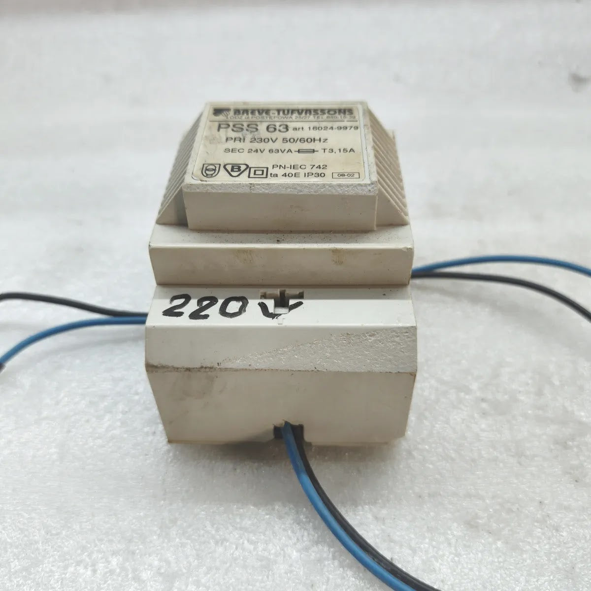 BREVE-TUFVASSONS PSS 63 Safety Isolating Transformer PRI 230V 50/60Hz SEC 24V