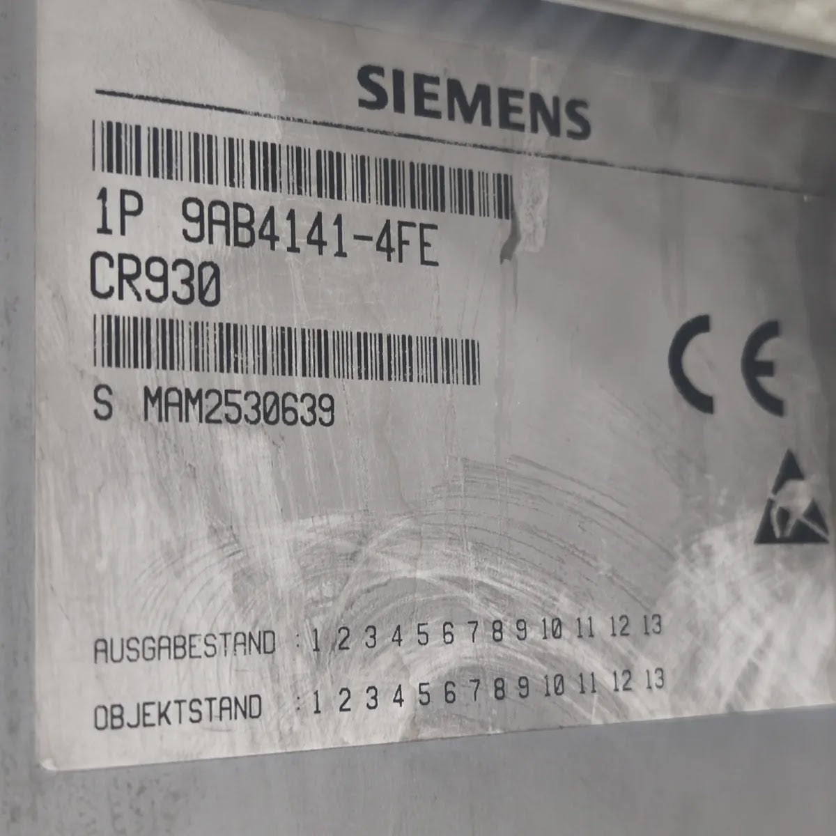SIEMENS 9AB4141-4FE CR930 MODULE RACK CHASSIS CARD CAGE