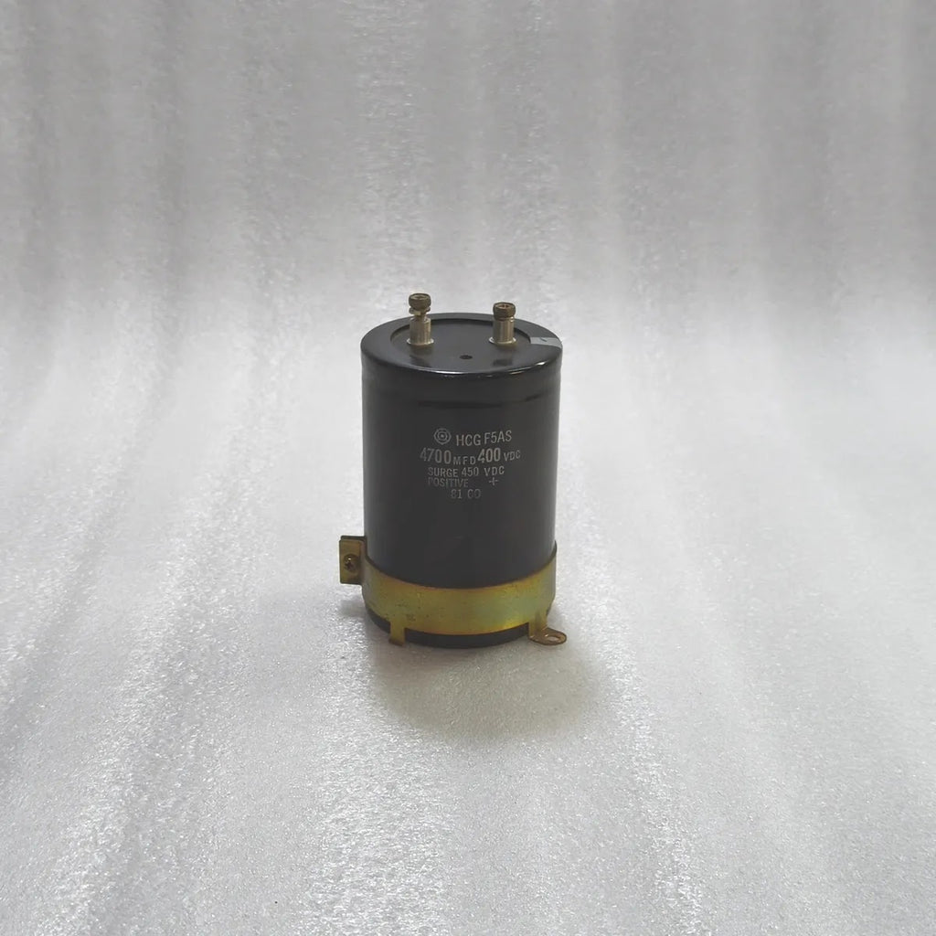 HCG F5AS Electrolytic Capacitor 4700 MFD 400 VDC Surge 450 VDC Positive