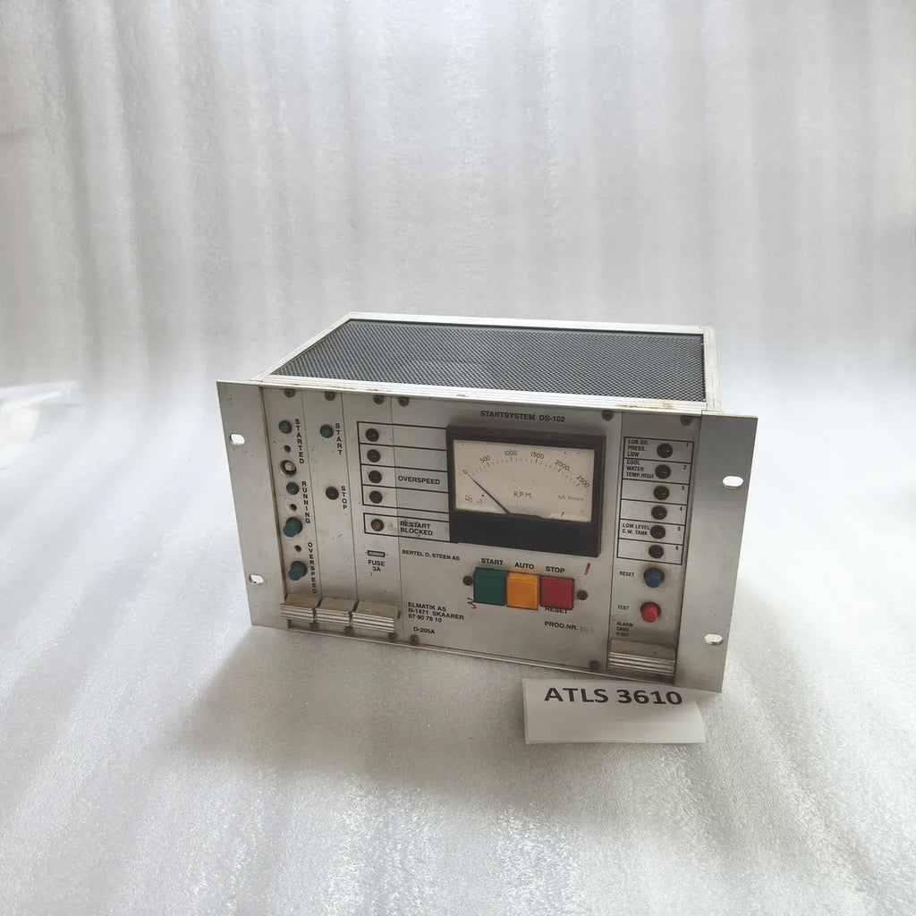ELMATIK AS STARTSYSTEM DS-102 Engine Start Control Panel PROD.NR. 865 FUSE 3A