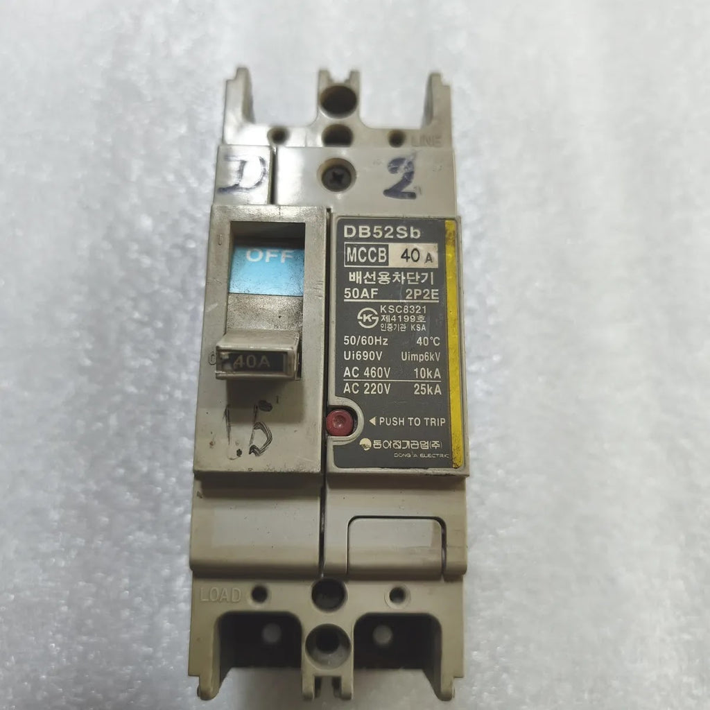 DONG-A ELECTRIC DB52Sb MCCB 40A 2P 50AF AC460V 10kA AC220V 25kA IEC60947-2