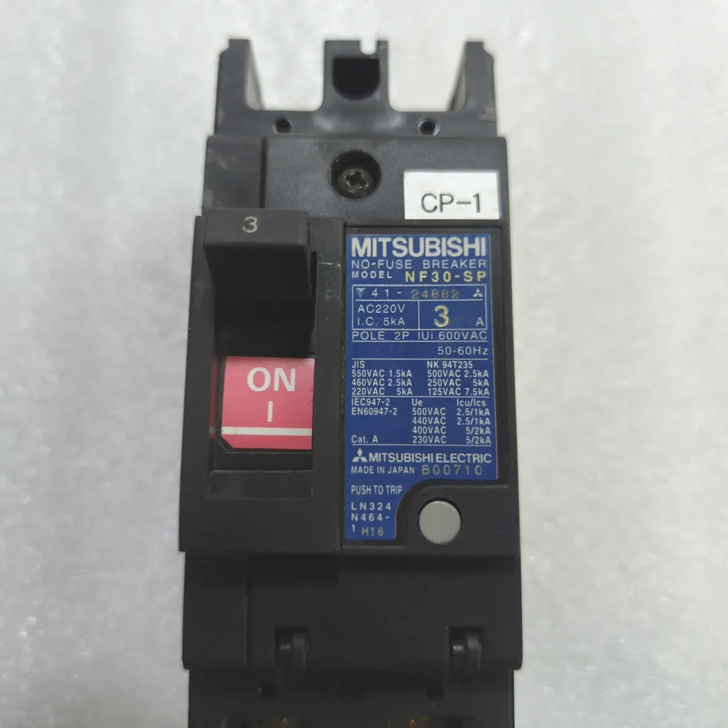 MITSUBISHI NF30-SP No-Fuse Breaker 3A 2P AC220V I.C. 5kA 600VAC 50-60Hz