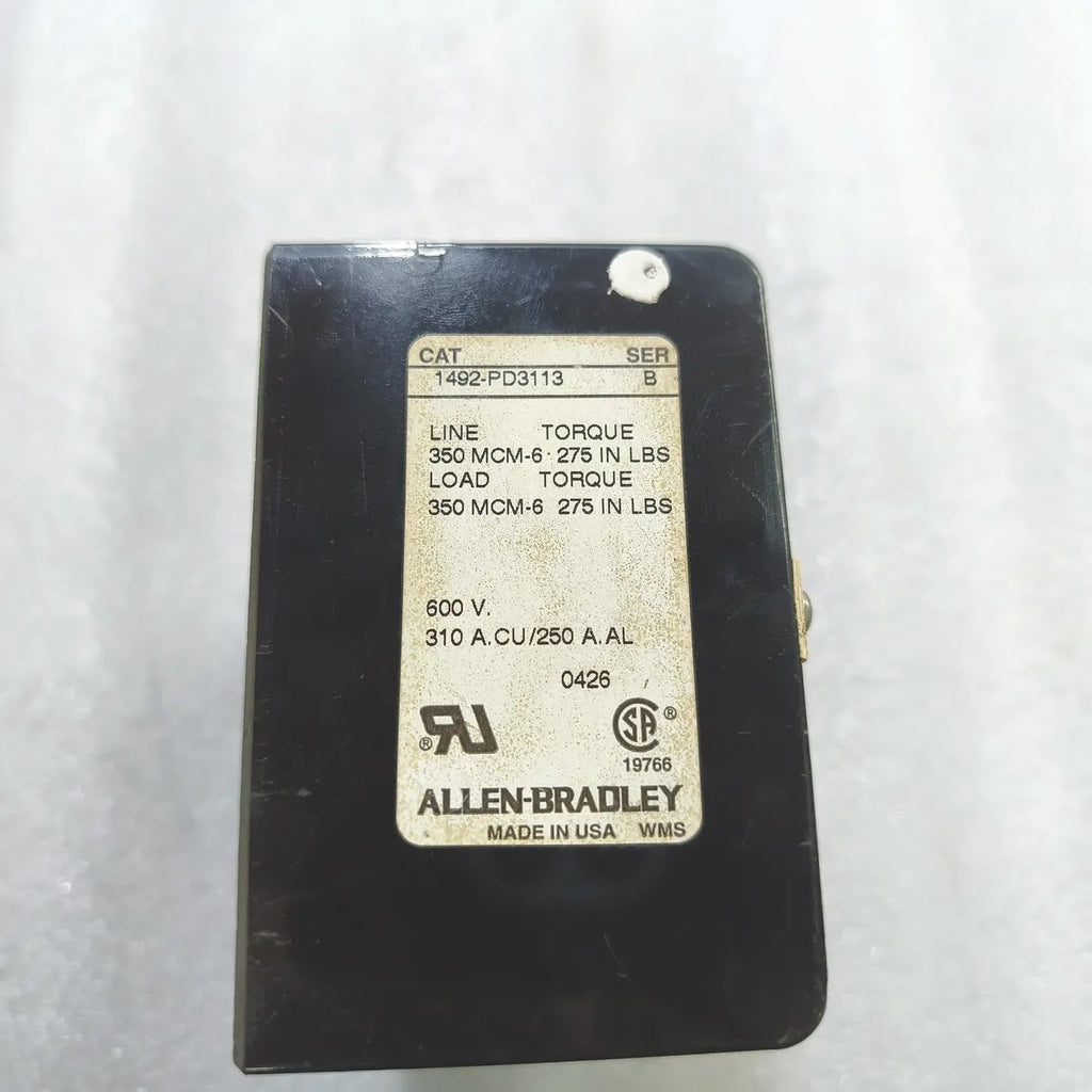 A BRADLEY 1492-PD3113 SER B Power Distribution Block 600V 310A.CU/250A.AL