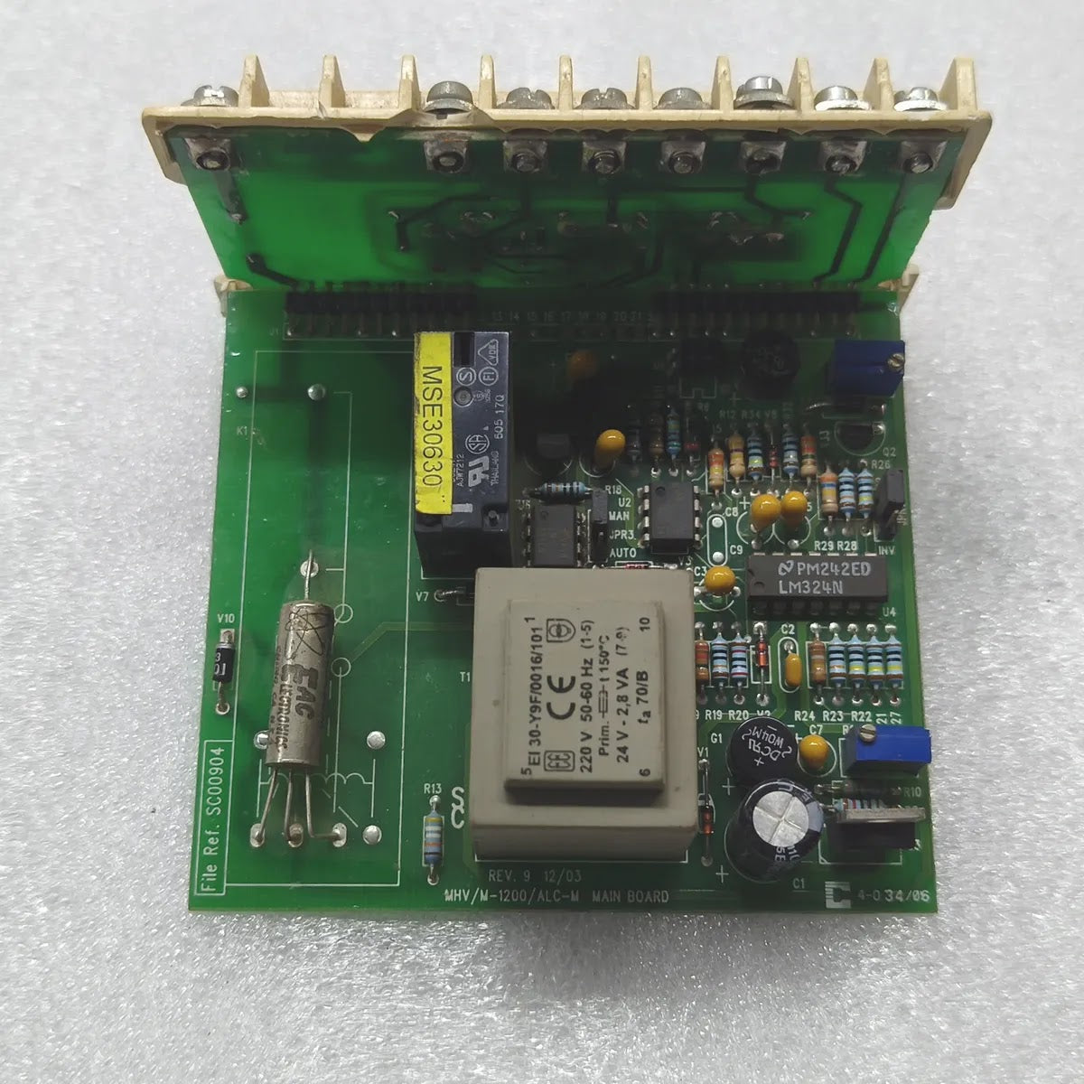 MHV/M-1200/ALC-M MAIN BOARD PCB REV. 9 220V Prim 24V Sec Control Relay Board