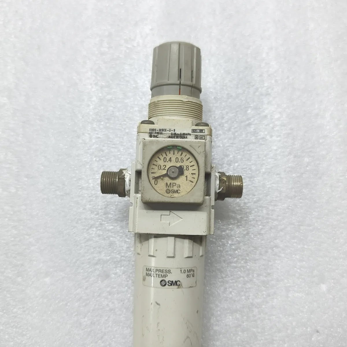 SMC AW20-02BCE-2-B Filter Regulator MAX PRESS. 1.0 MPa MAX TEMP 60°C SET PRESS.