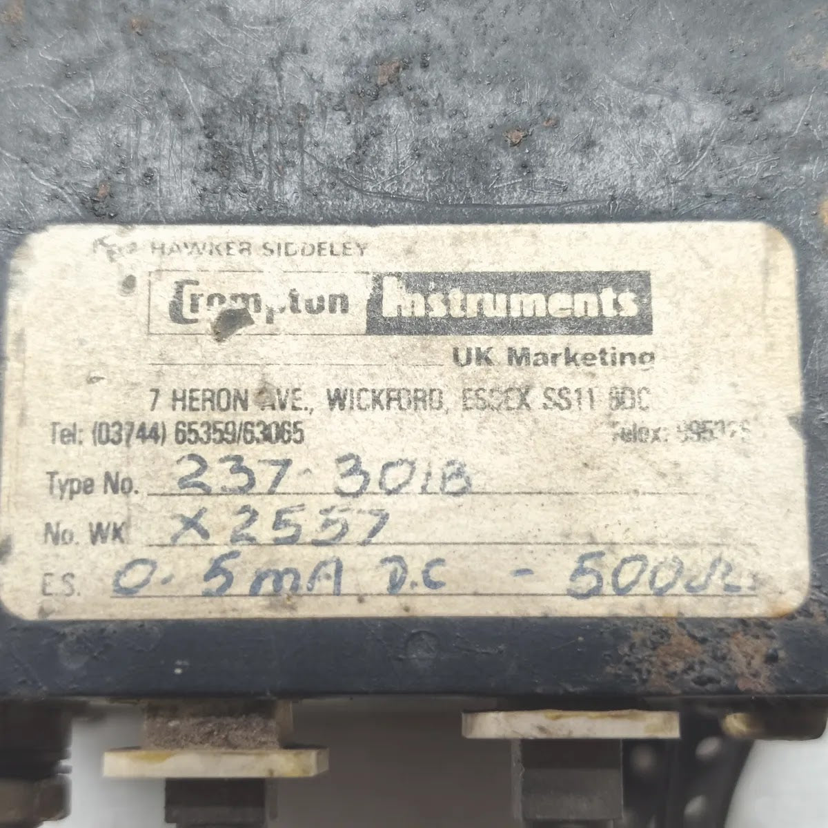 CROMPTON 237-301B Analogue Meter Relay 0-300kW 0-5mA DC