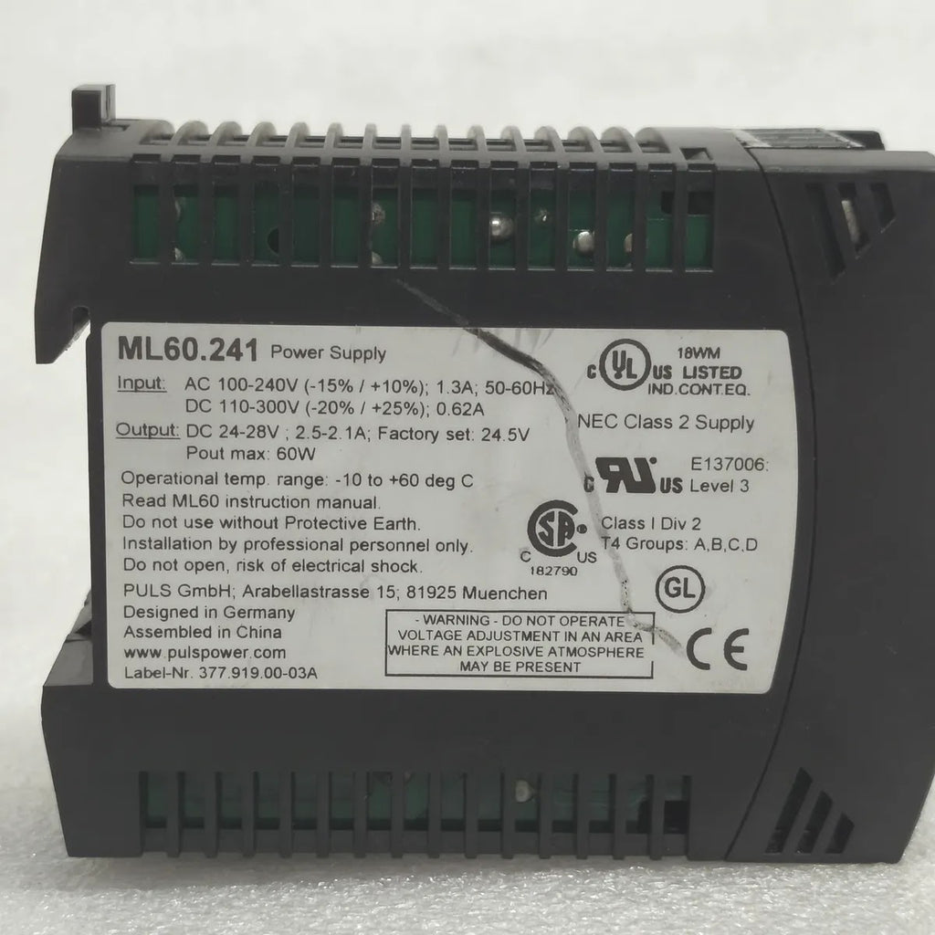 PULS ML60.241 MiniLine DIN Rail Power Supply AC 100-240V DC 24-28V 2.5A 60W