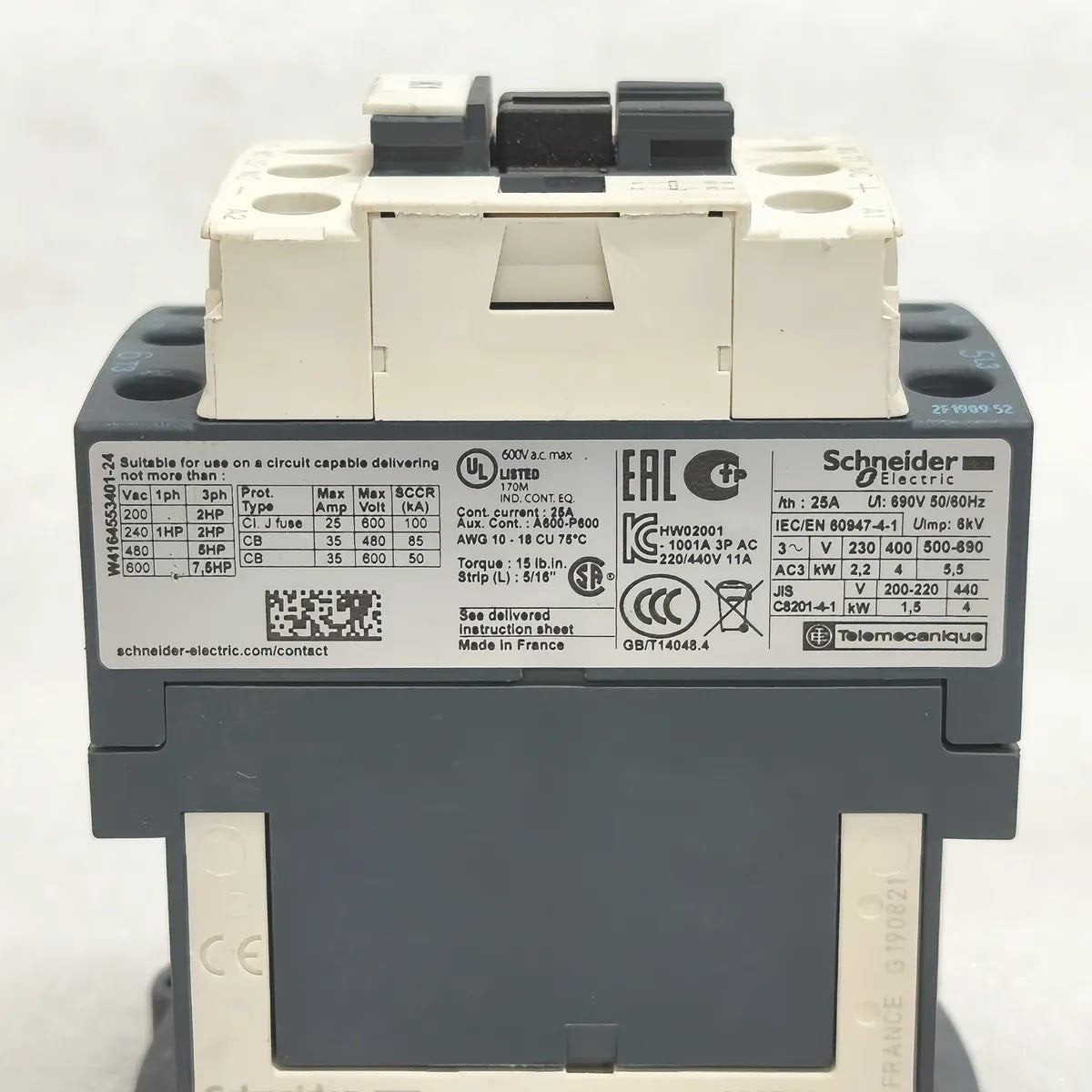 S Electric LC1D09BD Contactor 9A 690V 24V DC Coil 3-Pole IEC/EN 60947-4-1