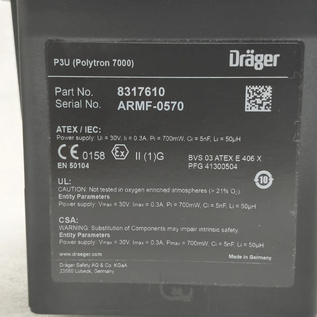 DRÄGER Polytron 7000 P3U Gas Detector Transmitter Part No. 8317610 ATEX IEC II