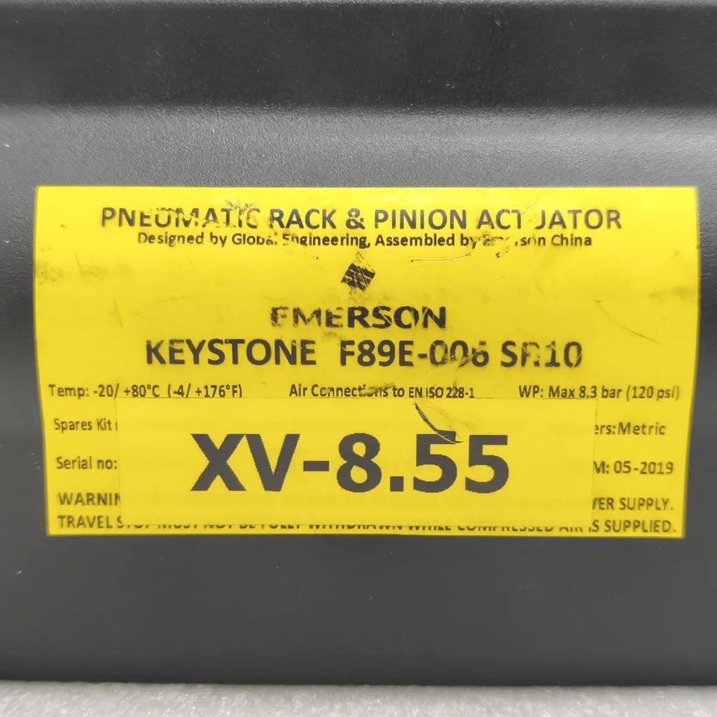 EMERSON KEYSTONE F89E-006 SR10 Pneumatic Rack & Pinion Actuator with ASCO