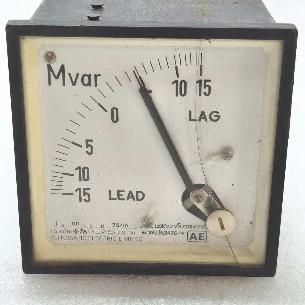 AUTOMATIC ELECTRIC Analog Mvar Meter 15-0-15 Mvar 1A 110V