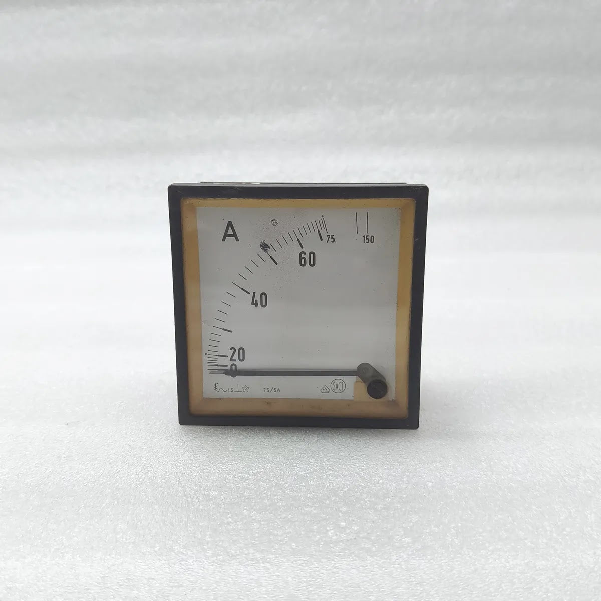 SACI Moving Iron Panel Ammeter 75/5A 0-75A