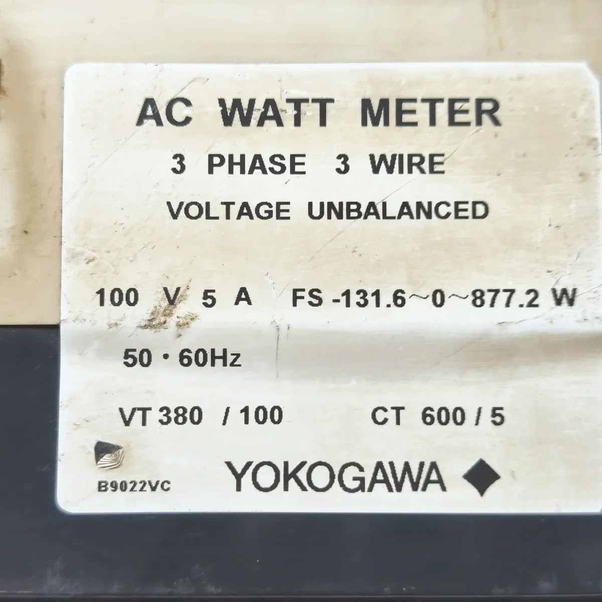 YOKOGAWA DN96A55/CJ AC Watt Meter 3 Phase 100V 5A