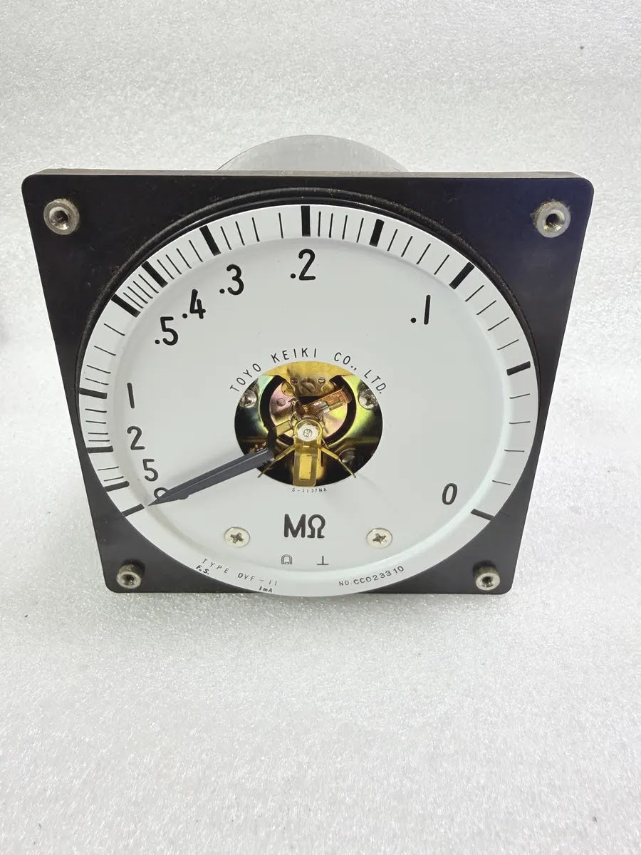 TOYO KEIKI DVF-11 Megohm Panel Meter 0-5 MOhm 1mA