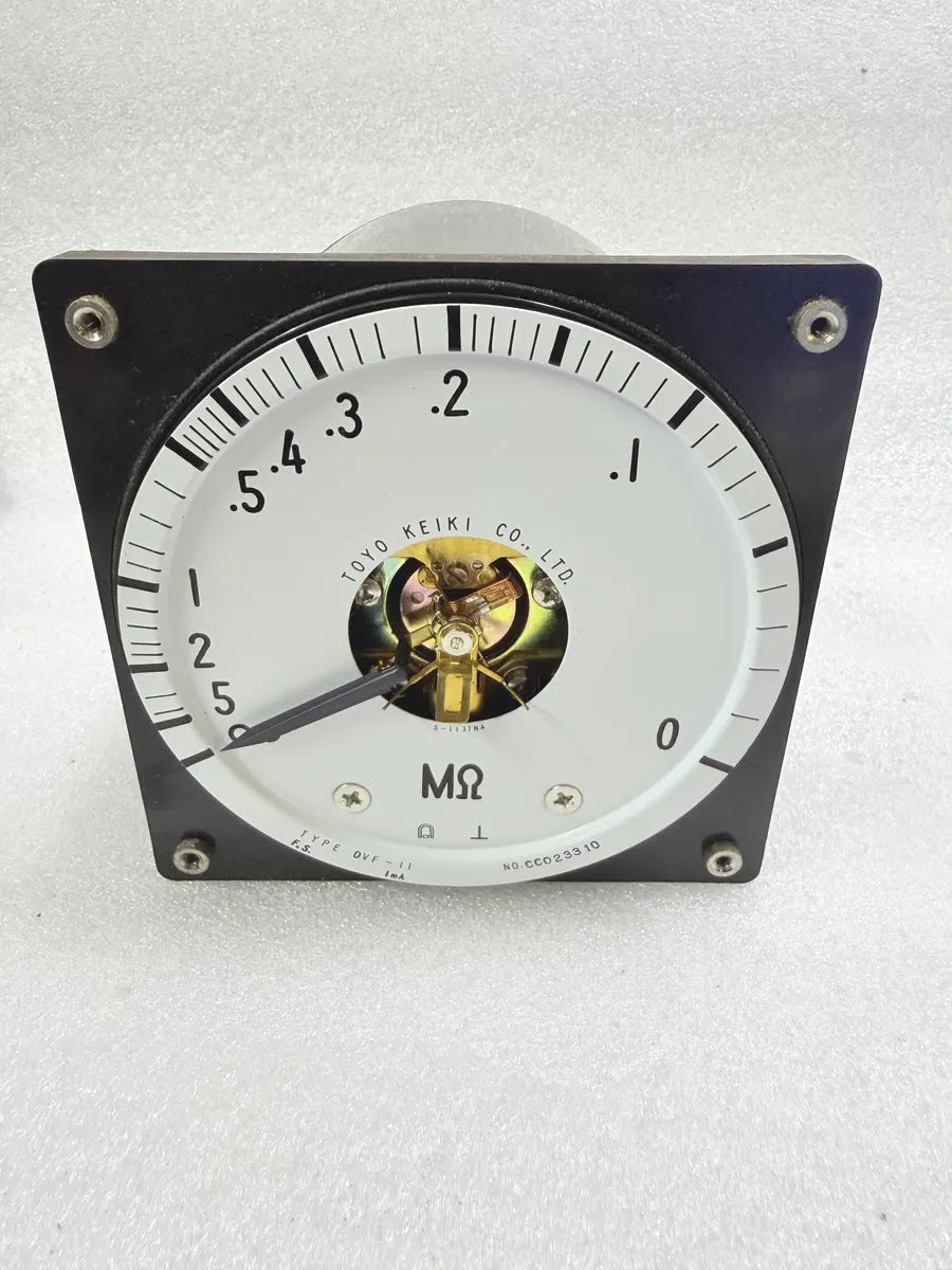 TOYO KEIKI DVF-11 Megohm Panel Meter 0-5 MOhm 1mA
