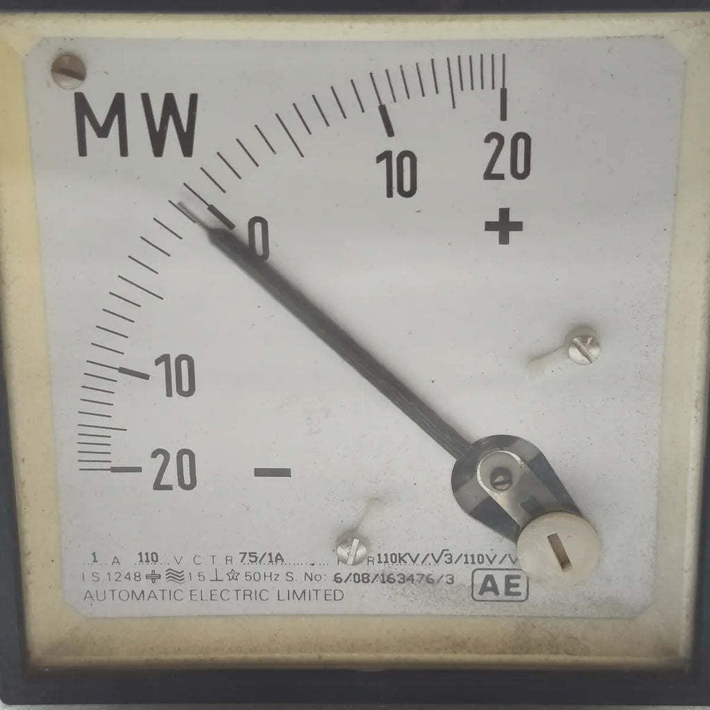 AUTOMATIC ELECTRIC MW Panel Meter 20-0-20MW 110V 1A