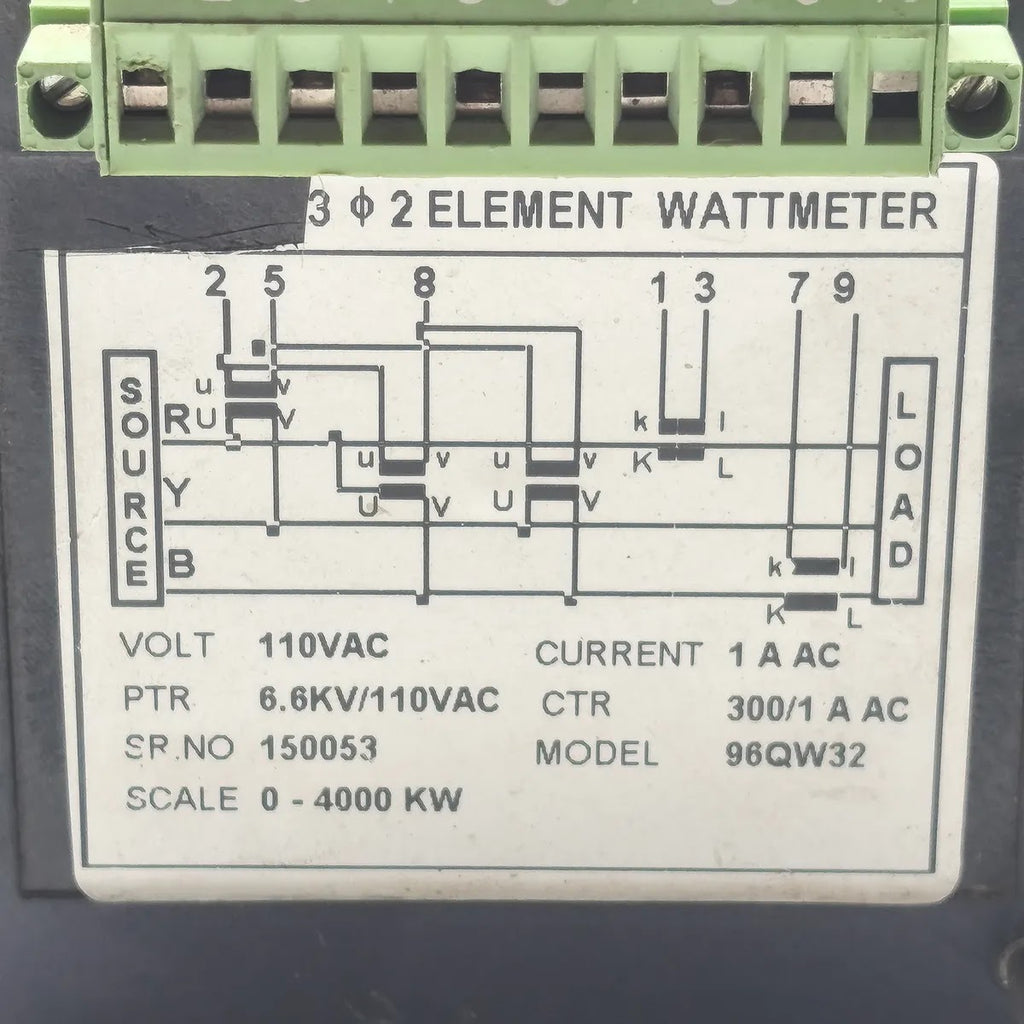 KEW 96QW32 Analog Panel Wattmeter 0-4000kW 110VAC