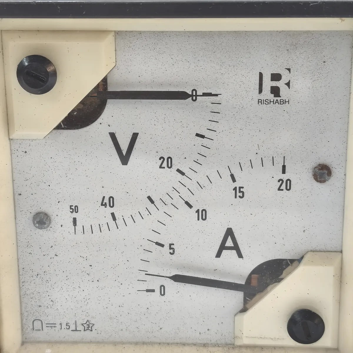 RISHABH Dual Moving Coil DC Panel Meter Voltmeter Ammeter 50V 20A