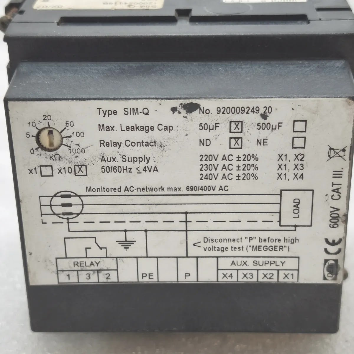 DEIF SIM-Q 920009249.20 Insulation Monitor 690/400V AC 220-240V AC