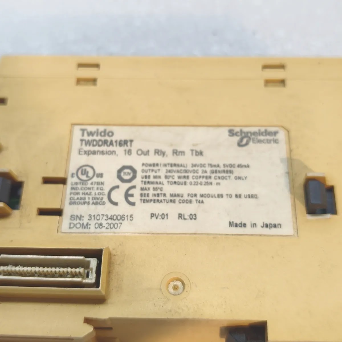 S Electric TWDDRA16RT Twido Relay Output Module 16 Outputs 2A