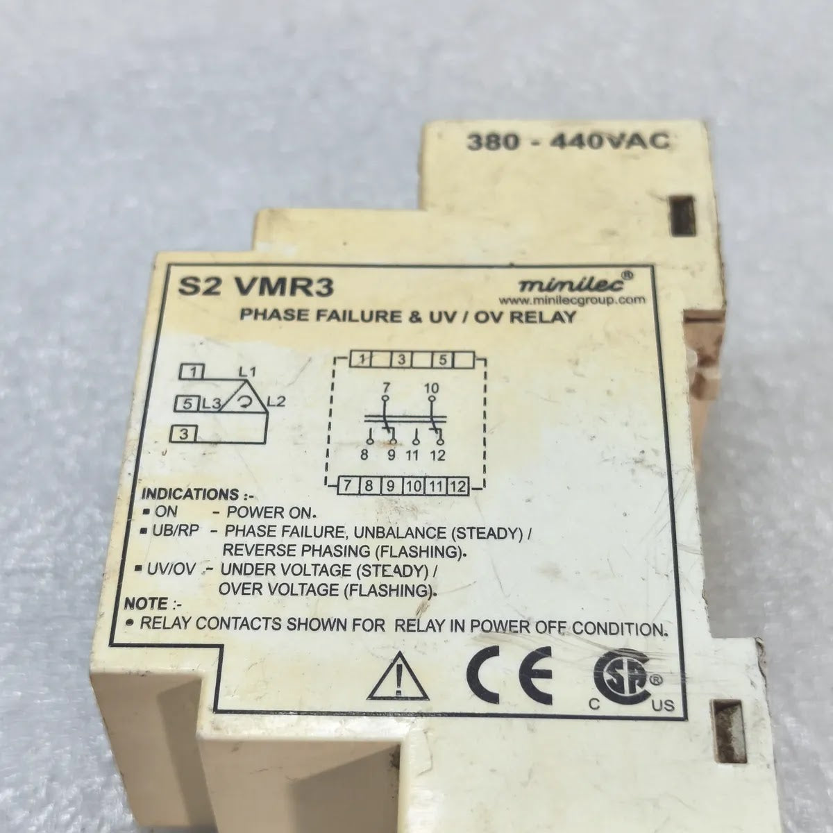 MINILEC S2 VMR3 Phase Failure UV/OV Relay 380-440VAC