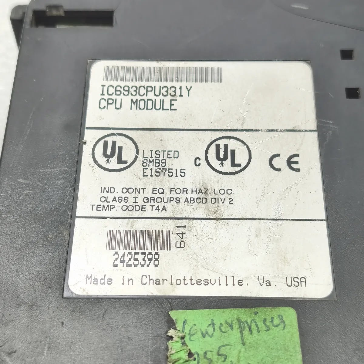 GE FANUC IC693CPU331Y Series 90-30 PLC CPU Module 16K