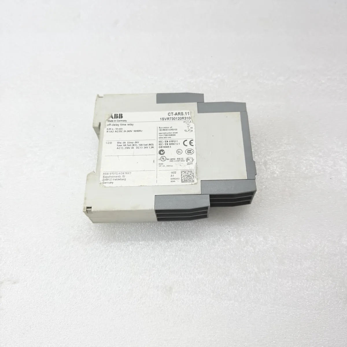 ABB CT-ARS.11S 1SVR730120R3100 Off-Delay Time Relay 24-240V AC/DC