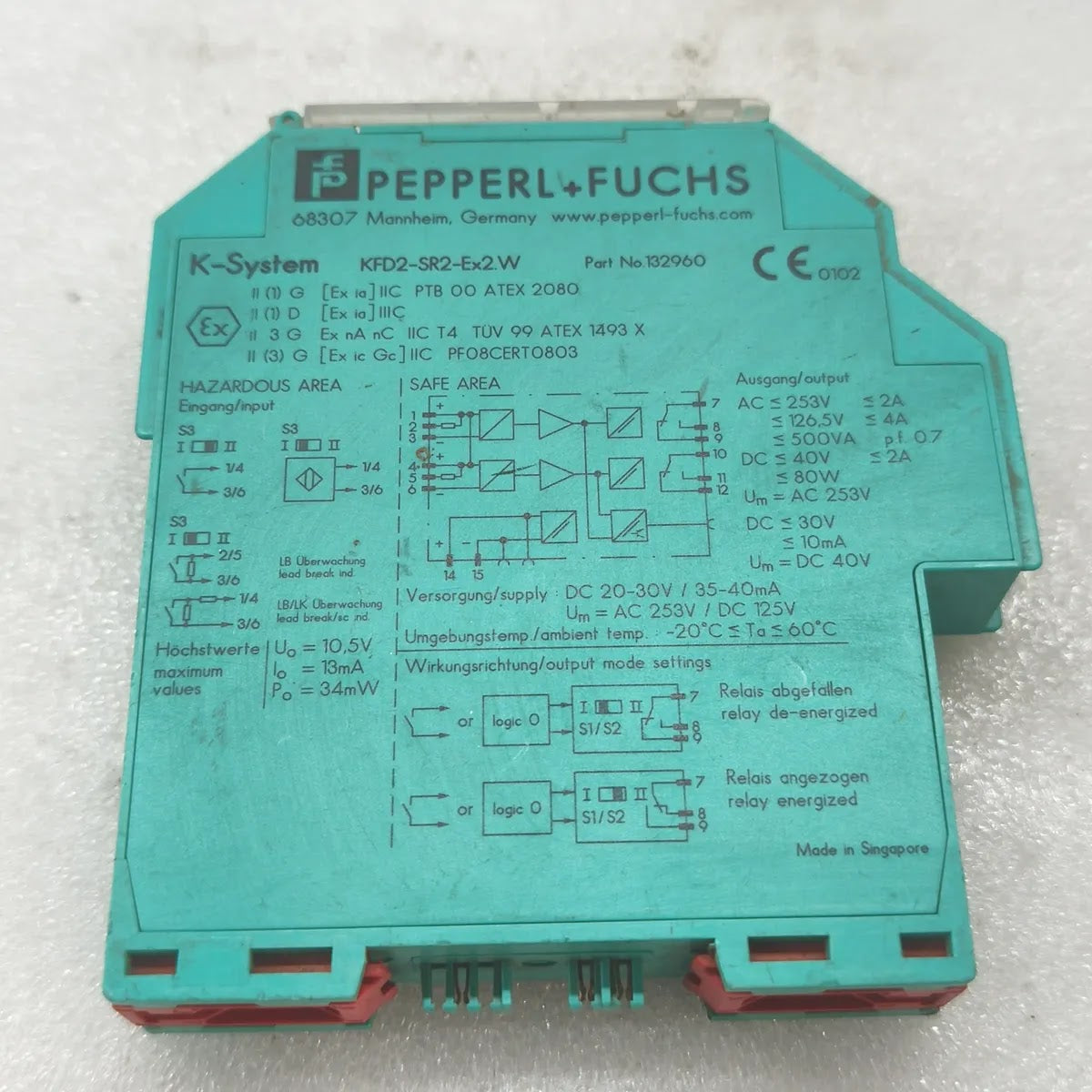 PEPPERL+FUCHS KFD2-SR2-Ex2.W Switch Amplifier 2-Channel 20-30VDC