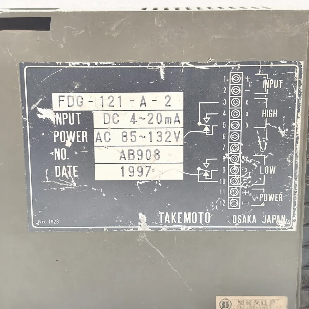 TAKEMOTO FDG-121-A-2 Level Indicator Alarm Unit 4-20mA 85-132VAC
