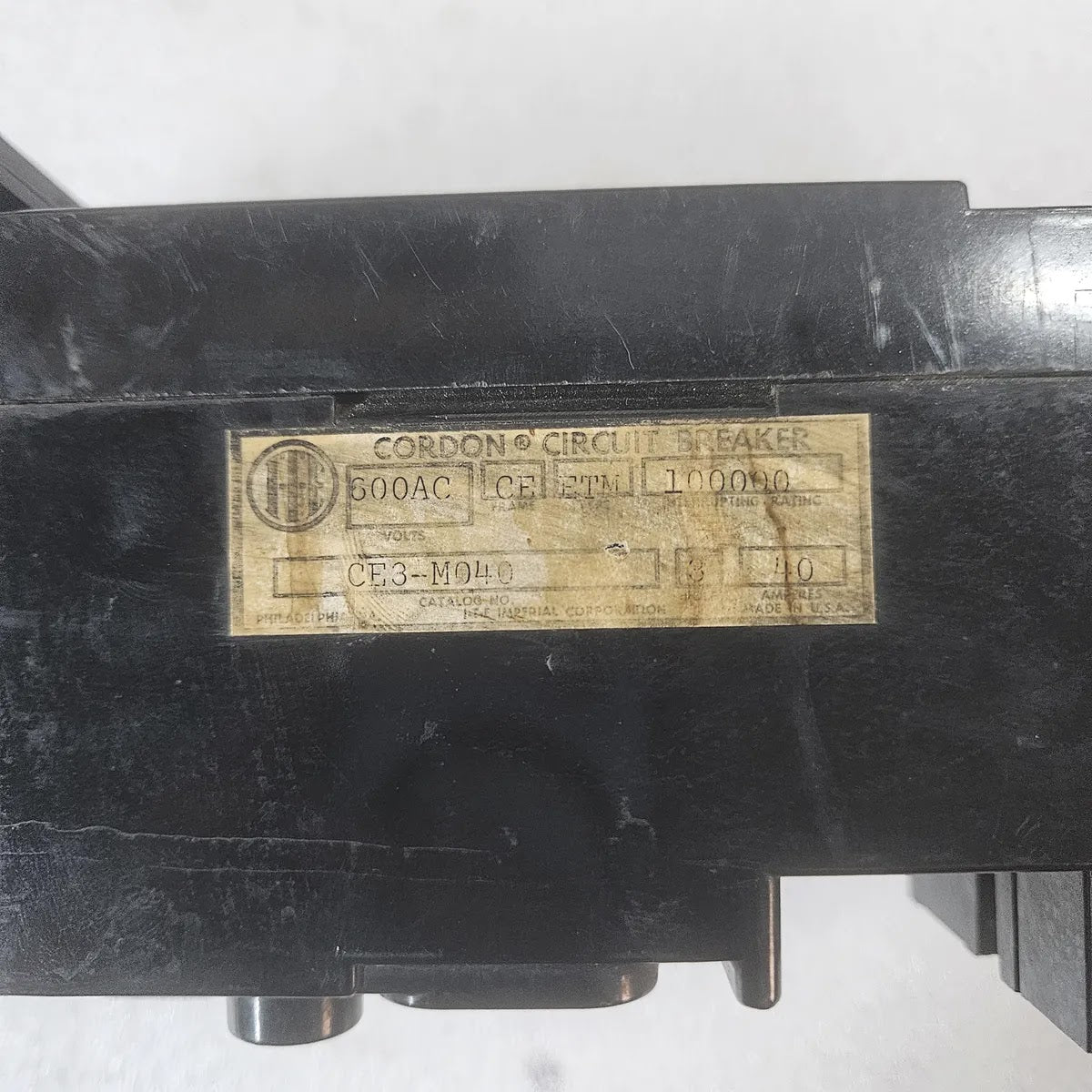 CORDON CE3-M040 Circuit Breaker ETM Frame 40A 600VAC 3-Pole 100kA