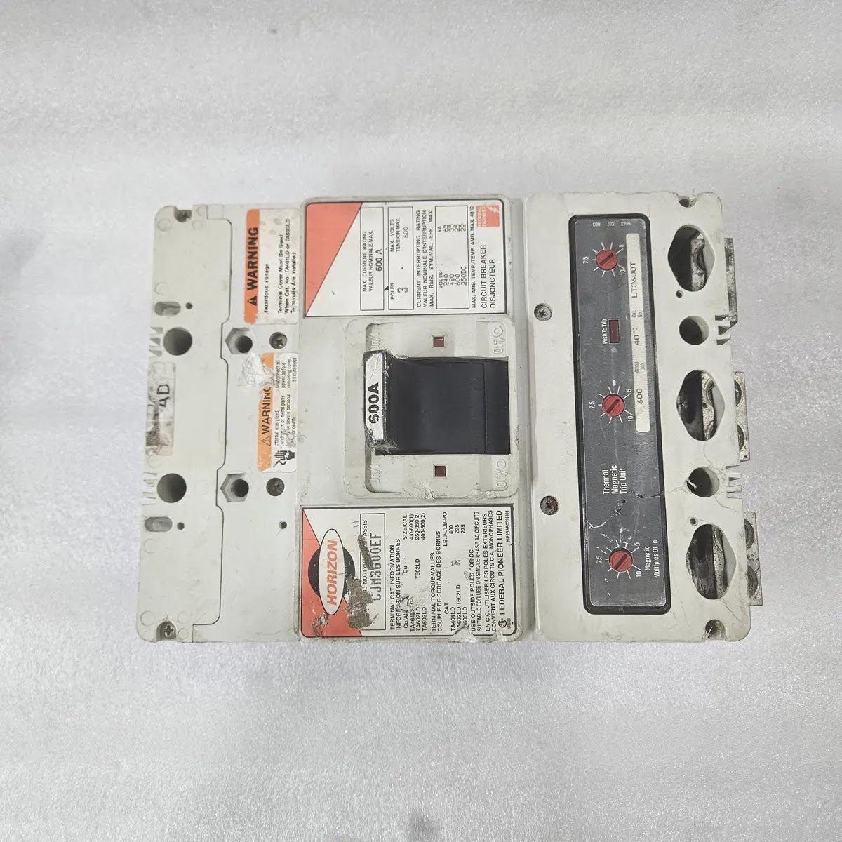 Federal Pioneer CJM3600EF 600A 3P 600V Thermal Magnetic Breaker