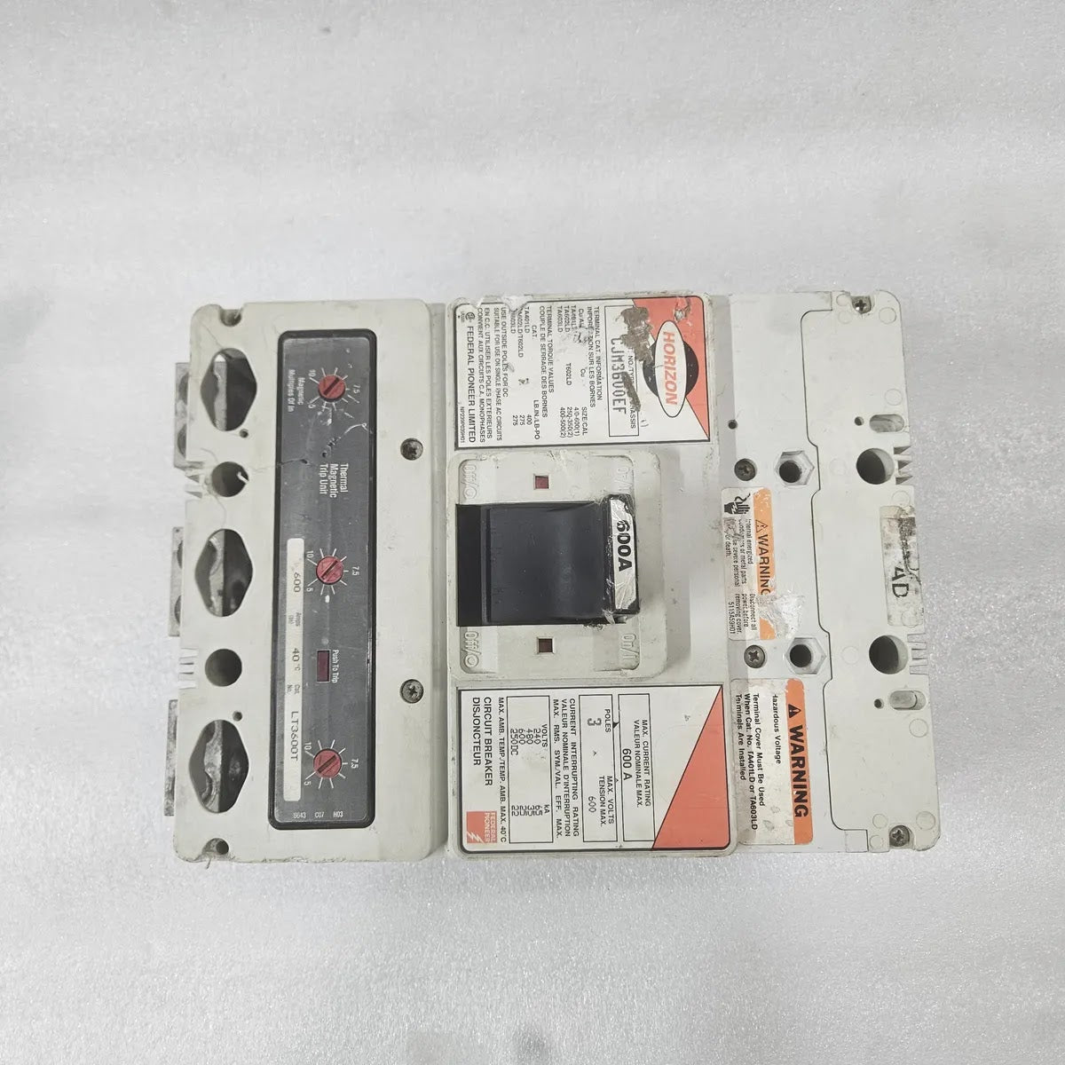 Federal Pioneer CJM3600EF 600A 3P 600V Thermal Magnetic Breaker
