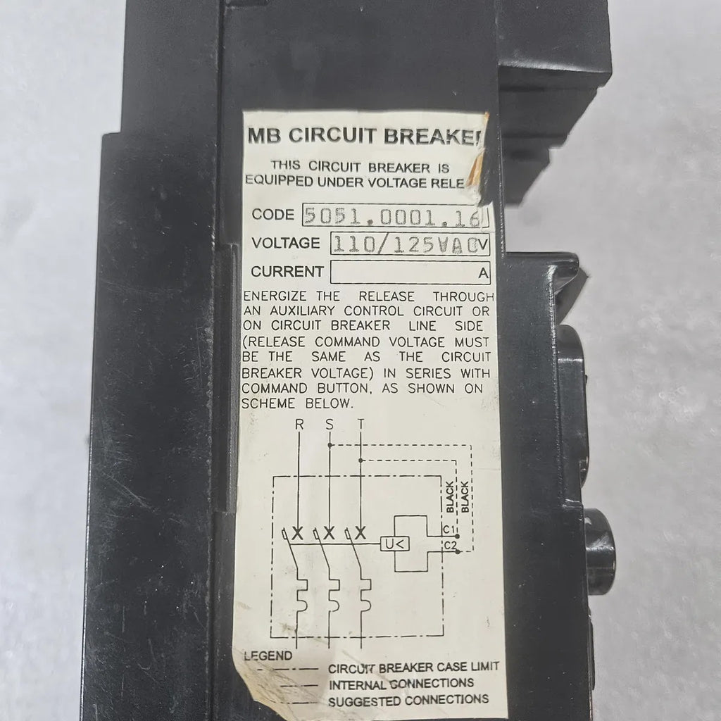 Gould ITE CE3-B050 Fused Circuit Breaker 50A 600V 100kA 3P UV Release