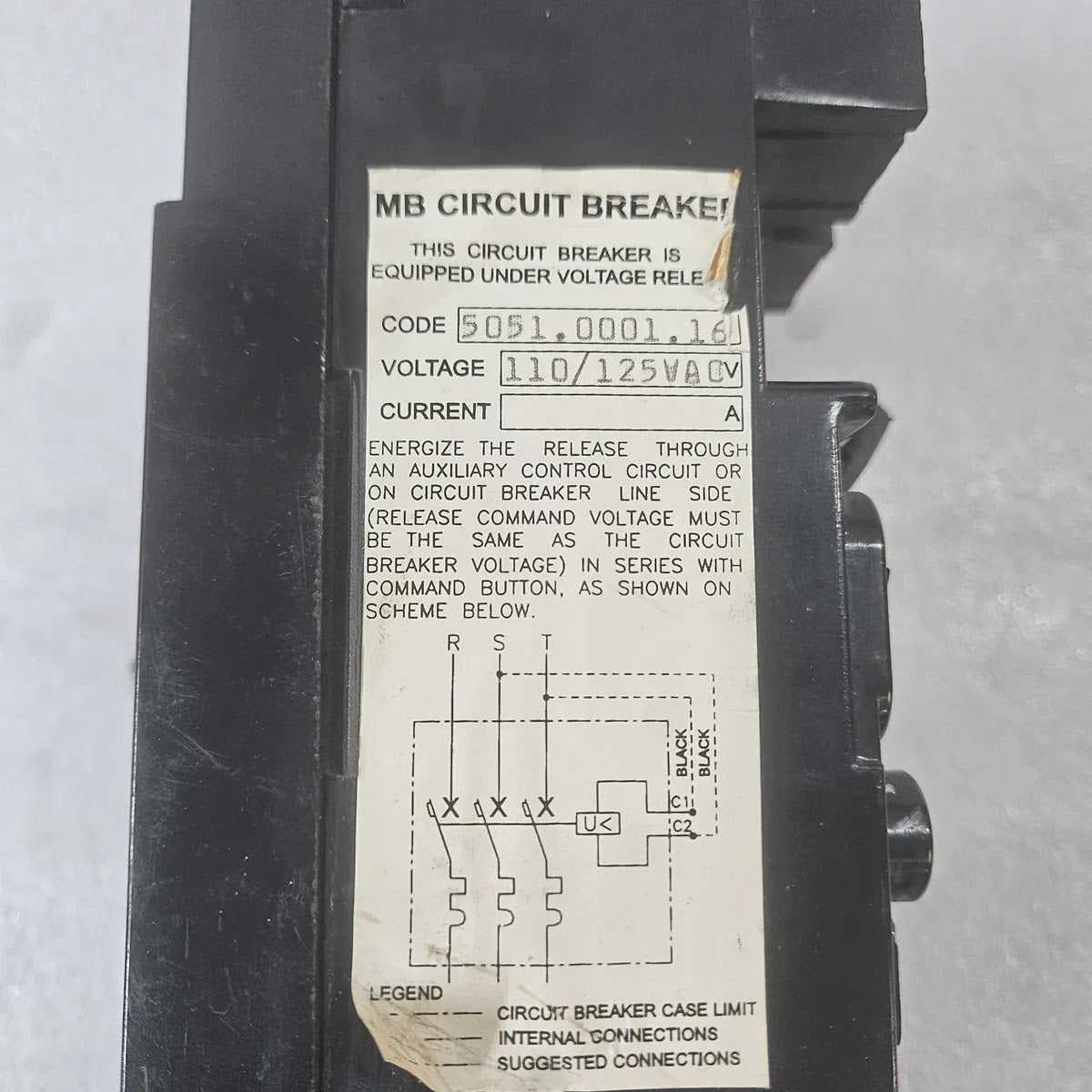 Gould ITE CE3-B050 Fused Circuit Breaker 50A 600V 100kA 3P UV Release