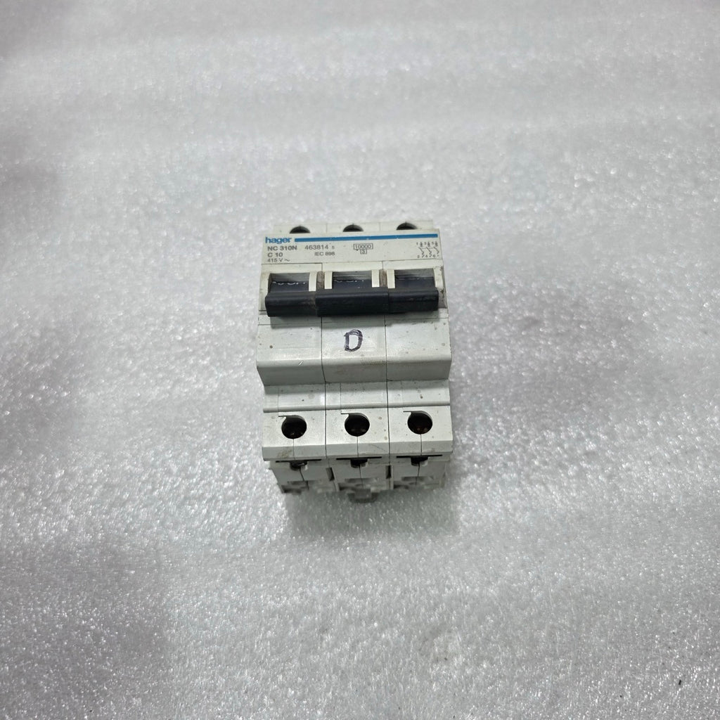 HAGER NC310N 3P 10A TYPE C 415V 10KA MCB MINIATURE CIRCUIT BREAKER