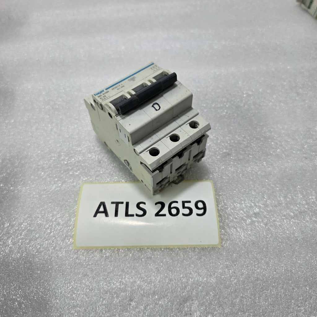 HAGER NC310N 3P 10A TYPE C 415V 10KA MCB MINIATURE CIRCUIT BREAKER