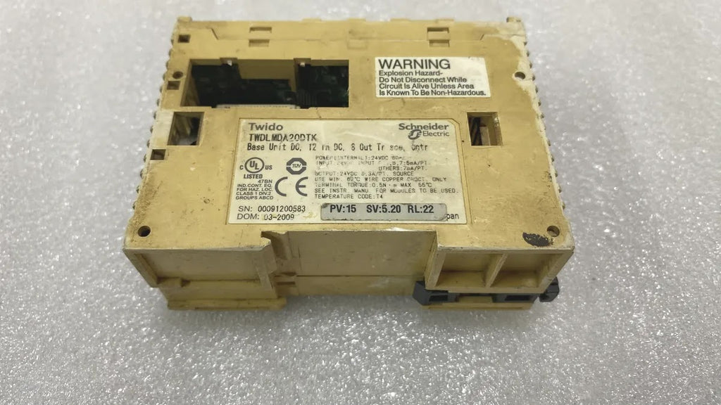 S Electric TWDLMDA20DTK Twido PLC Base Unit 24VDC 12In 8Out Pre-Owned