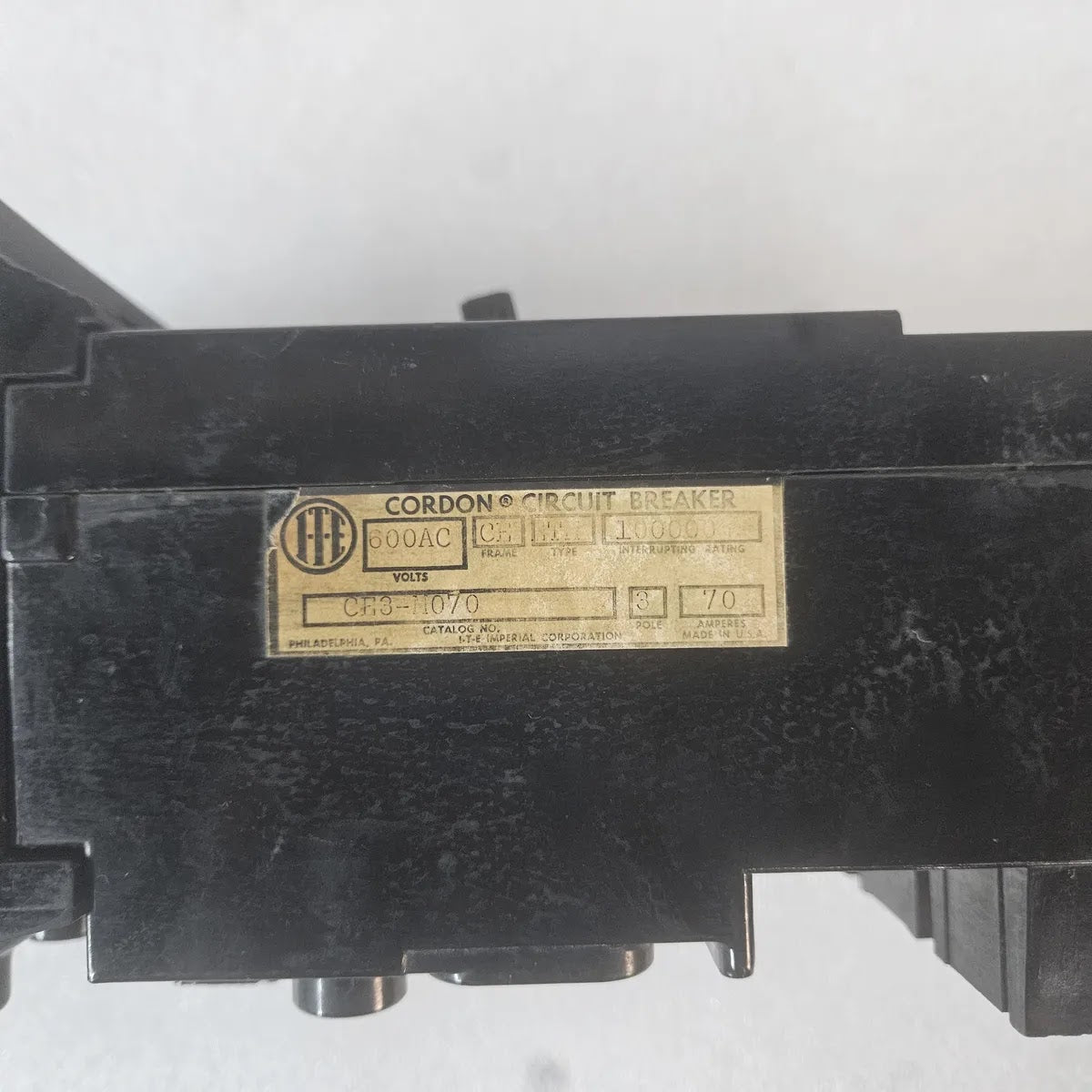 ITE CORDON CE3-M070 Circuit Breaker 600V AC 70A 3-Pole 100kA