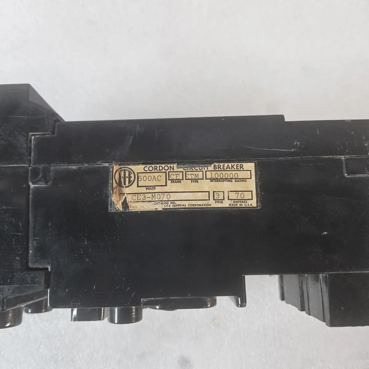 ITE Cordon CE3-M070 ETM Molded Case Breaker 70A 600VAC 3P