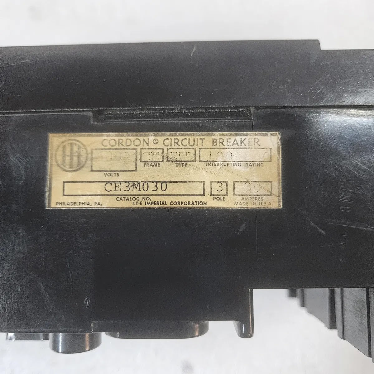 ITE Cordon CE3M030 Molded Case Circuit Breaker 3 Pole 30A