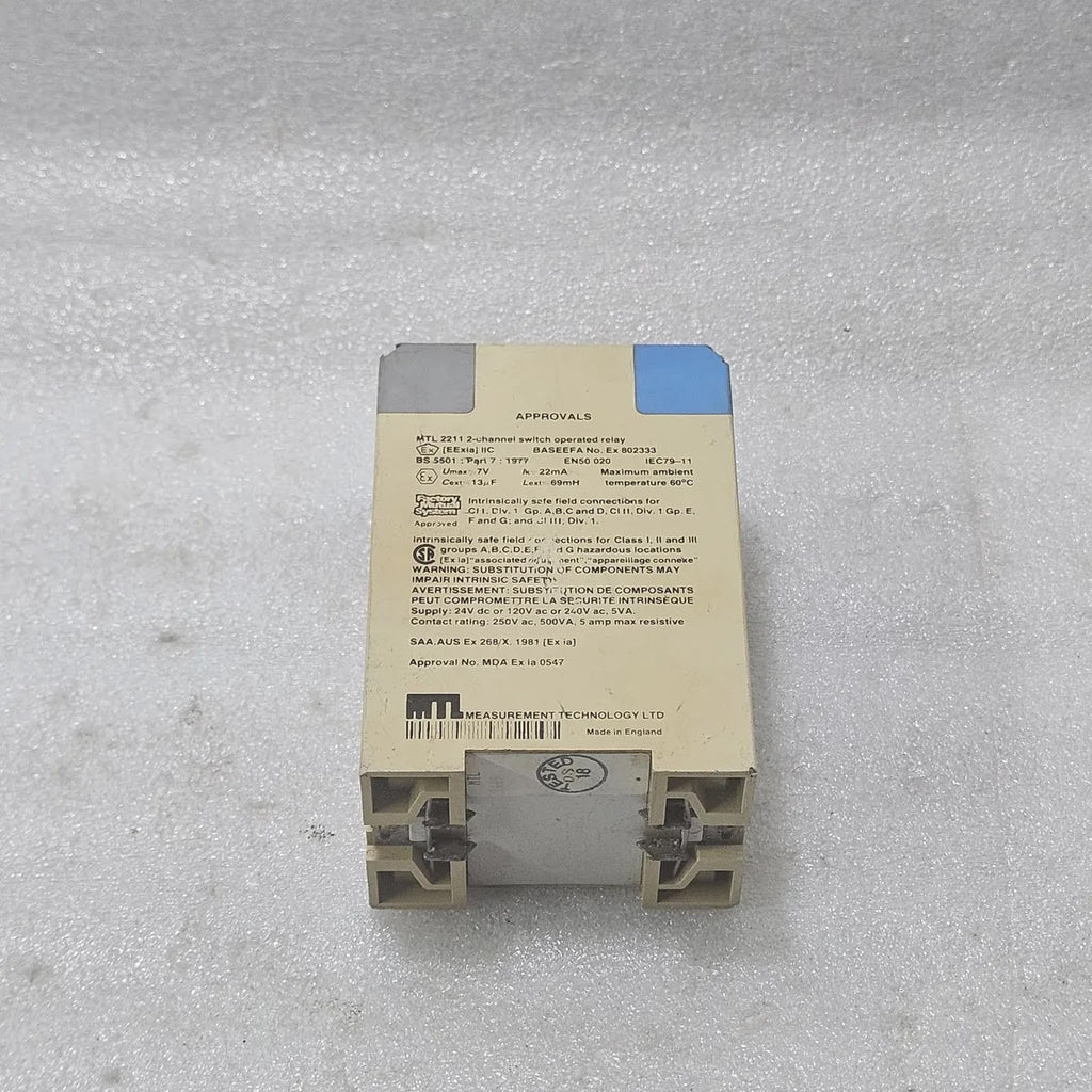 MTL 2211 2-Channel IS-Input Switch Operated Relay 24V DC