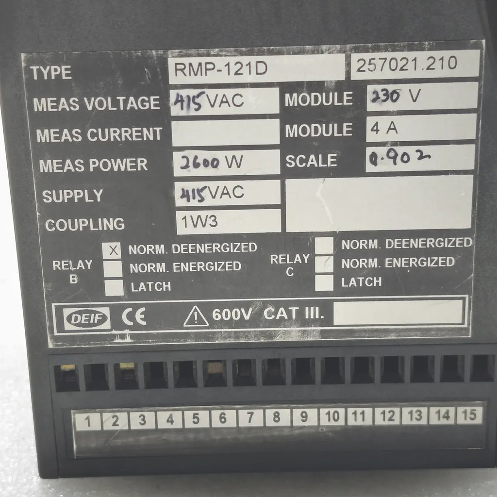 DEIF RMP-121D Reverse Power Relay 415VAC 2600W