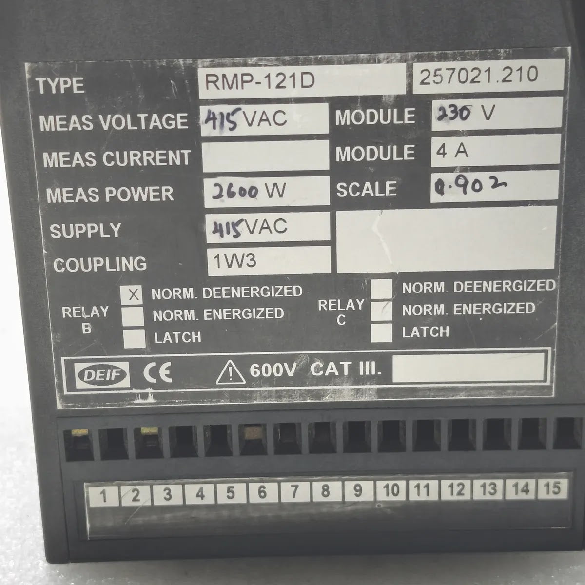 DEIF RMP-121D Reverse Power Relay 415VAC 2600W
